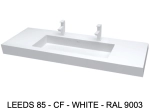 Plan vasque lavabo sur mesure : L 100 à 201 x P 40 à 51 cm, finition lisse mate, 10 couleurs au choix, Anti bactérien, résine Akrytan® teinté dans la masse, Livraison Offerte.